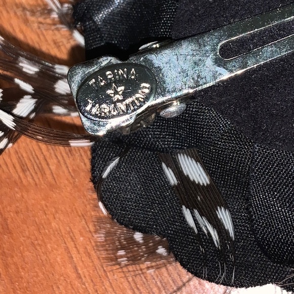 Tarina Tarantino Black and White Feather Rhinestone Flower Clip - Picture 7 of 7